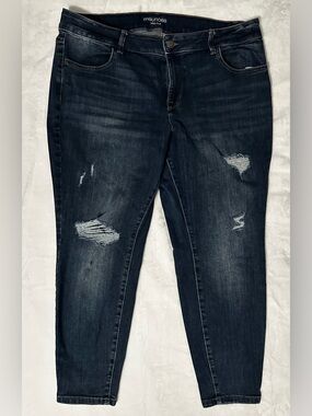 16w Short Maurices Dark Wash Distressed Women’s Jeans - Dark Blue